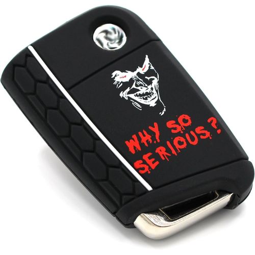 Coque De Protection De Clé Compatible Avec Vw Skoda Seat Étui Pour Clé 3 Boutons En Silicone Boitier Clé De Voiture (Joker Noir/Blanc)