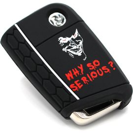 Coque De Protection De Clé Compatible Avec Vw Skoda Seat Étui Pour Clé 3 Boutons En Silicone Boitier Clé De Voiture (Joker Noir/Blanc)