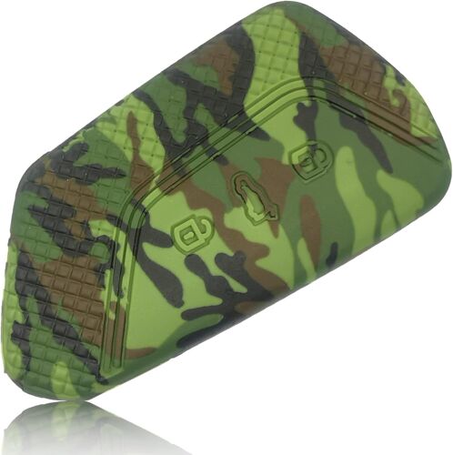 Coque De Protection En Silicone Compatible Avec Vw Golf 8 3 Boutons Skoda Seat-Housse De Protection En Silicone Pour Clé De Voiture Camoufvert Foncé/Marron Beige