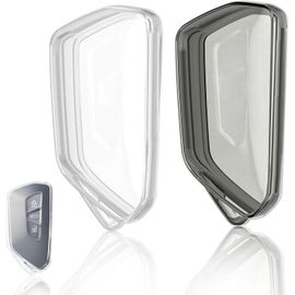 2 Pièces Coque De Clé De Voiture À 3 Boutons Coque De Protection En Silicone Pour Clé De Voiture Pour Vw Lamando Teramon Id.4x Id.3 Id.6x Golf 8 (Transparent + Noir Transparent)