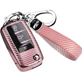 Coque Clé De Voiture Avec Porte Clés Compatible Avec Vw Volkswagen Golf 5 6 Polo Touran Touareg Passat Mk6 Caddy Jetta Scirocco Skoda Seat,3 Boutons Étui Pour Clé De Voiture.[H5]