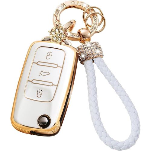 Coque Clé De Voiture Avec Porte Clés Compatible Avec Vw Volkswagen Golf 5 6 Polo Touran Touareg Passat Mk6 Caddy Jetta Scirocco Skoda Seat,3 Boutons Étui Pour Clé De Voiture.[H2]