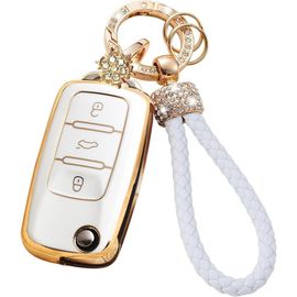 Coque Clé De Voiture Avec Porte Clés Compatible Avec Vw Volkswagen Golf 5 6 Polo Touran Touareg Passat Mk6 Caddy Jetta Scirocco Skoda Seat,3 Boutons Étui Pour Clé De Voiture.[H2]