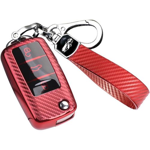 Coque Clé De Voiture Avec Porte Clés Compatible Avec Vw Volkswagen Golf 5 6 Polo Touran Touareg Passat Mk6 Caddy Jetta Scirocco Skoda Seat,3 Boutons Étui Pour Clé De Voiture.[J5]