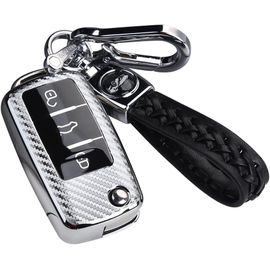 Coque Clé De Voiture Avec Porte Clés Compatible Avec Vw Volkswagen Golf 5 6 Polo Touran Touareg Passat Mk6 Caddy Jetta Scirocco Skoda Seat,3 Boutons Étui Pour Clé De Voiture.[J4]