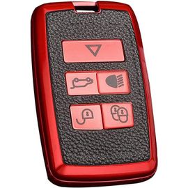 Coque De Clé De Voiture Intelligente - Pour Land Rover Jaguar - 5 Boutons - En Tpu - Pour Range Rover Sport Velar - En Cuir Rouge(Q951)