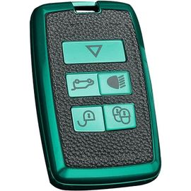 Coque De Clé De Voiture Intelligente Pour Land Rover Jaguar 5 Boutons - En Tpu - Pour Range Rover Sport Velar - En Cuir Vert(Q952)