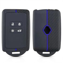 Coque De Clé De Voiture Pour Re-Nault Clio Megane Koleos Kadjar Kangoo Twingo Talisman Captur Espace Dacia Duster Coque De Clé De Voiture,Etui Carte Re-Nault,Silicone Tpu 4 Boutons (Bleu)
