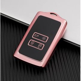 Protection Coque Clé Renault, Compatible Pour Renault Voiture Trafic Captur Arkana Clio Kadjar Koleos Megane Espace Master Scenic Dacia, Coque De Clé De Voiture En Silicone - 4 Boutons, Rose