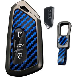 Coque De Clé De Voiture-Convient Pour Skoda Kodiaq Superb 4 B9 Enyaq Coupé Octavia 4 Rs Vw Golf 8 Id.3 Id.7 2023-2025-Coque De Protection Pour Clé À 3 Boutons-Bleu