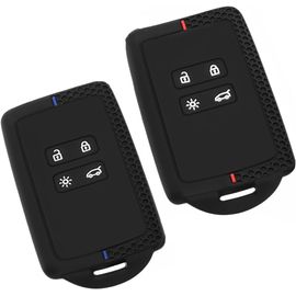 2 Pièces Etui Carte Pour Renault, Renault - Porte Clé Pour Renault, Coque De Clé De Voiture Pour Renault Clio En Silicone - 3 Boutons (Ligne Roug/Bleu)