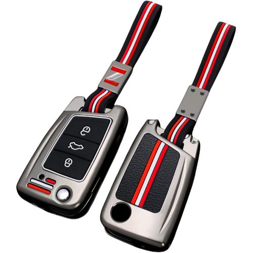 Coque De Protection Pour Clé De Voiture Compatible Avec Vw Volkswagen Golf 7 Mk7 Tiguan Mk2 For Seat Ateca Leon Fr 2 Ibiza Skoda Octavia 3 Boutons (Mat+Corde)