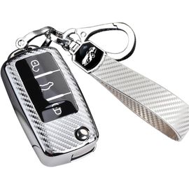 Coque Clé De Voiture Avec Porte Clés Compatible Avec Vw Volkswagen Golf 5 6 Polo Touran Touareg Passat Mk6 Caddy Jetta Scirocco Skoda Seat,3 Boutons Étui Pour Clé De Voiture.[H6]