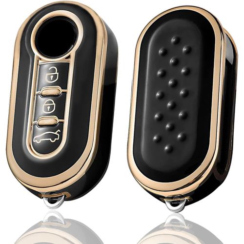 Protection Coque Clé Fiat,Pour Coque Cle Fiat 500 Brava Bravo Ducato Doblo Delta Fiorino Grande Punto Panda Palio Scudo Sedici Lancia,Coque De Clé De Voiture En Silicone-3 Boutons(Noir)