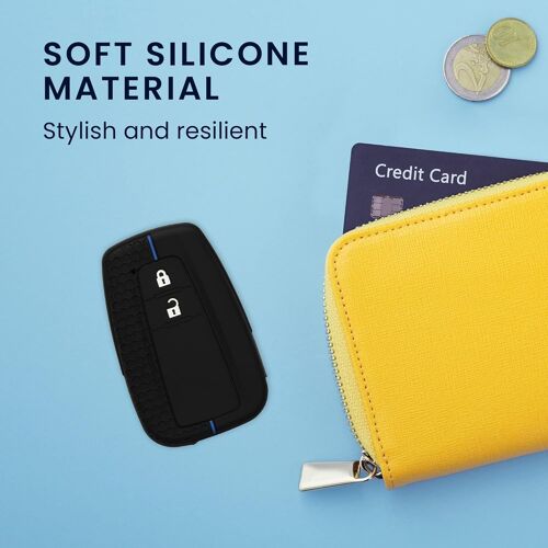 Coque Clé De Voiture Compatible Avec Toyota 2-Bouton Smart Key Accessoire Clé Voiture - Protection Étui Souple En Silicone - Noir-Bleu