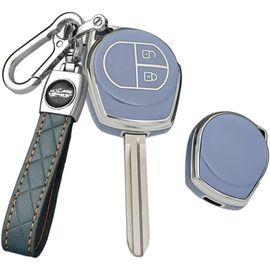 Coque De Clé De Voiture Compatible Avec Suzuki Swift Sx4 Ignis Liana Alto Vitara Jimny Pour Opel Agila B Télécommande À 2 Boutons En Cuir Gris