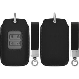 Accessoire Clef De Voiture Compatible Avec Renault Smart Key 4-Bouton (Keyless Go Uniquement)-Coque De Clé De Voiture En Simili Cuir Et Simili Daim-Noir-Gris
