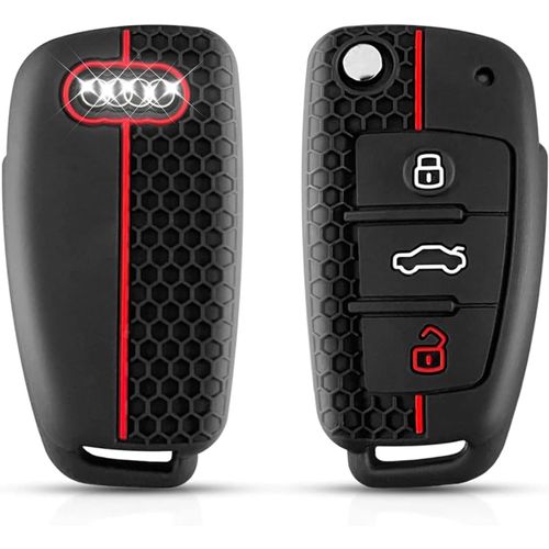 Protection Coque Clé Audi,Compatible Pour Audi A1 A3 A4 A6 A8 S3 S4 S6 Rs4 Rs6 Q2 Q3 Q5 Q7 Tt R8 Seat Exeo,Coque De Clé De Voiture En Silicone Audi-3 Boutons