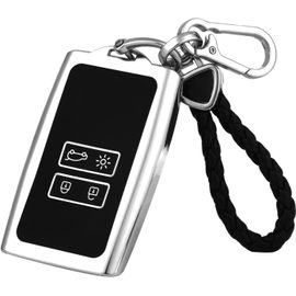 Coque De Protection Pour Clé De Voiture - En Silicone Tpu - Compatible Avec Renault, Renault - Avec Porte-Clés - 4 Boutons - Argenté
