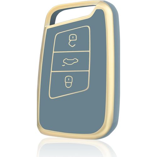Coque De Clé Voiture Pour Vw Tpu 3 Bouton Accessoire Clé De Voiture Pour Volkswagen Golf Passat Alltrack Arteon Atlas Jetta Skoda Kodiaq Superb A7 Coque Protection Clé De Voiture,Or Bleu