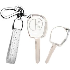 Coque De Clé De Voiture Compatible Avec Suzuki Coque De Protection En Silicone Pour Suzuki Swift Sx4 Ignis Liana Vitara Jimny Pour Opel Agila B Télécommande 2 Boutons Porte-Clés En Cuir Blanc