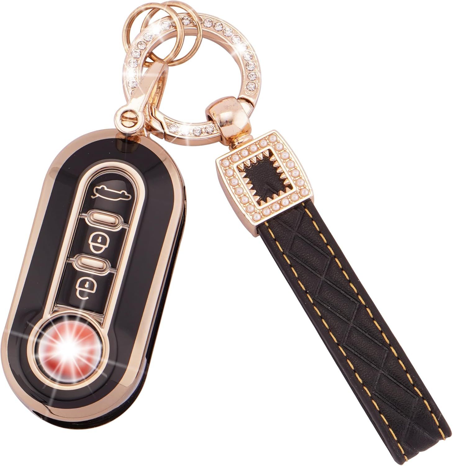 LAMWQYC Étui à Clé De Voiture Pour Fiat 500 (2007-2012