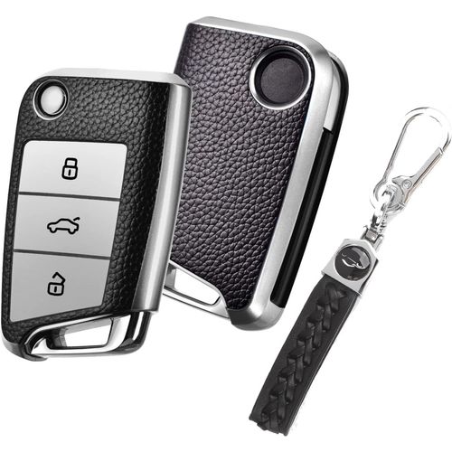 Coque De Clé De Voiture Pour Vw,Couvre Clef Etui A Clef,Flip Key Tpu Etui Carte Clé Voiture 3 Boutons Pour Vw Golf 7 Variant Polo Mk7 Tiguan Touran Seat Leon Cupra Fabia Ateca Octavia.