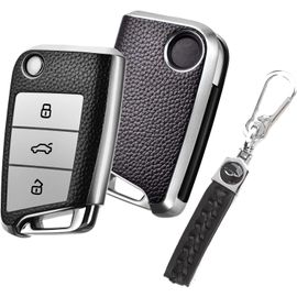 Coque De Clé De Voiture Pour Vw,Couvre Clef Etui A Clef,Flip Key Tpu Etui Carte Clé Voiture 3 Boutons Pour Vw Golf 7 Variant Polo Mk7 Tiguan Touran Seat Leon Cupra Fabia Ateca Octavia.