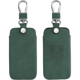 Accessoire Clef De Voiture Compatible Avec Renault Smart Key 4-Bouton (Keyless Go Uniquement) - Coque De Clé De Voiture En Nubuck - Vert Foncé