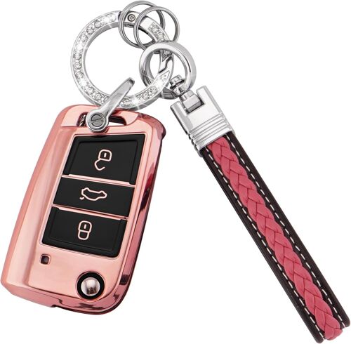 Coque De Clé De Voiture En Tpu Souple À 3 Boutons Pour Vw Touran Golf 7 Polo Mk6 Jetta 4 T-Roc Rapid Spaceback Superb Karoq Seat Leon Ibiza (Cl-Vlw-3b-P)