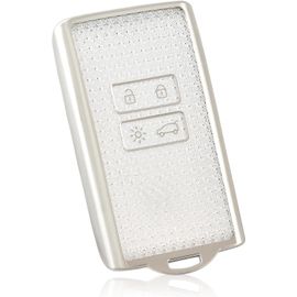 Etui Cles Coque De Clé Pour Renault Clio Captur Dacia Duster Scenic Kadjar Megane Koleos Espace Zoe Arcan Protecteur Clé Voiture Couverture Clé Accessoire Voiture Clé À Télécommande,Blanc