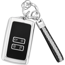 Coque De Clé Pour Voiture Pour Clio Megane Koleos Kadjar Talisman Captur Espace Dacia Duster 4 Boutons Coque Clé Télécommande Coque De Protector Étui Carte Dacia Avec Porte-Clés(Cl-Rnl-S)