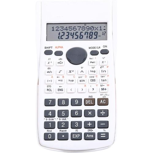 Calculatrice Scientifique,Calculatrice Mathématique 12 Bits avec 240 Fonctions,Grand écran,Couverture Rigide Coulissante pour Les étudiants du Collège et Les Enseignants (Blanc)