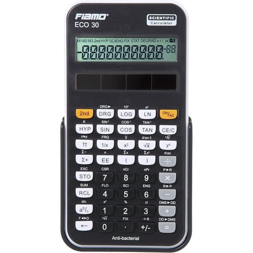fiamo Calculatrice scientifique Eco30,138 fonctions et 10 chiffres écran blanc/bleu.[H25]