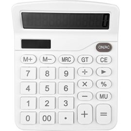 Calculatrice, Calculette de Bureau Solaire Grand Écran LCD à 12 Chiffres, pour Bureau, Maison et École,Mini Calculatrice Fonction Standard, Calculatrice de Bureau avec Grands Boutons, Blanc