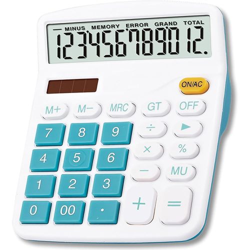 Grand Calculatrice,12 Chiffres LCD écran Batterie Solaire Double Alimentation Calculatrice financière dédiée Calculatrice de Bureau Multifonction à Fonction Standard