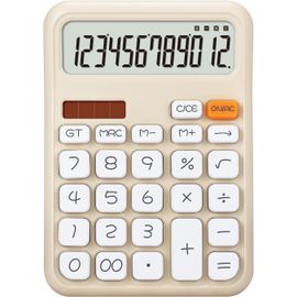 Calculatrice de Bureau Extra Large avec écran LCD à 12 Chiffres et Gros Boutons,Calculatrice de comptabilité à Piles et à énergie Solaire pour Bureau,Affaires,Quotidien,Maison,Blanc (A7)