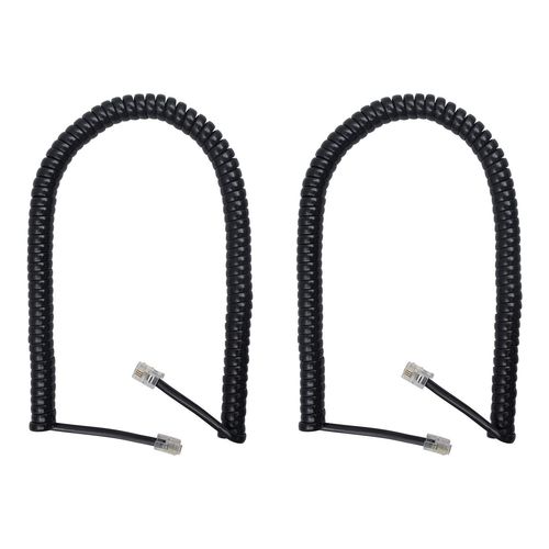 Cable telephonique, Cable Telephone Fixe, Câble pour combiné de téléphone, Noir, câble spiralé RJ9 de 1 à 3 m de Long déroulé(Lot de 2)