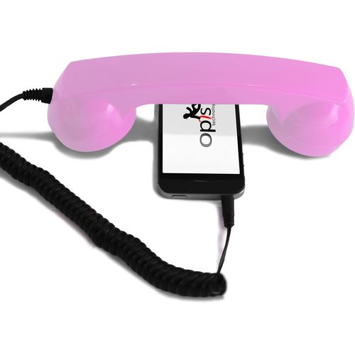60s Micro-Combine Telephone Portable/Combiné Téléphone Rétro/Casque Audio en Forme combiné téléphonique pour Les Smartphones Android,Tablettes,Ordinateurs Portables,etc. (Rosa).[U53]