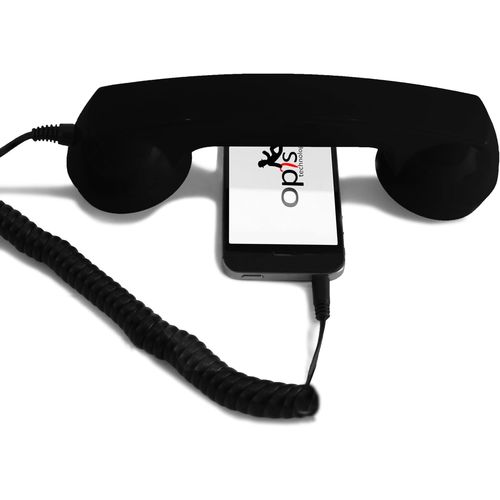 60s Micro-Combine Telephone Portable/Combiné Téléphone Rétro/Casque Audio en Forme combiné téléphonique pour Les Smartphones Android,Tablettes,Ordinateurs Portables,etc. (Noir).[U65]