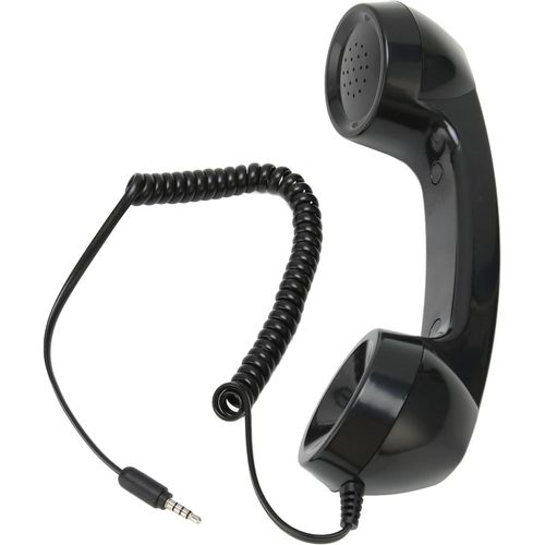 CHECARZHN--NO1-Combiné Téléphonique Rétro, Récepteur Téléphonique Rétro De Remplacement, Récepteur De Téléphone Portable Universel Pour Smartphones, Ordinateurs Avec Pr Casque 3,5 Mm (Noir)