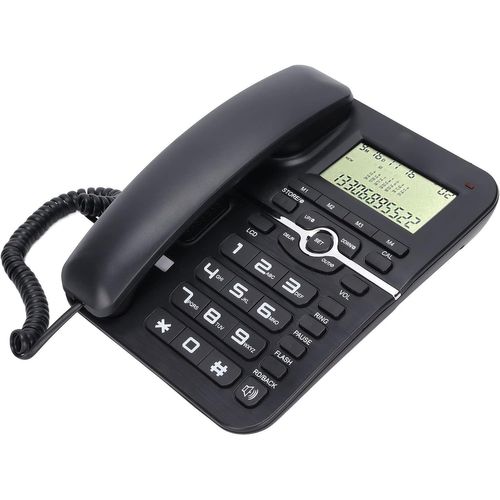 CHECARZHN--NO1-Téléphone Filaire, Téléphone Fixe Avec Affichage De L'Identification De L'Appelant, Systèmes Doubles Fsk/Dtmf, Téléphones Fixes De Bureau Pour La Maison (Noir)