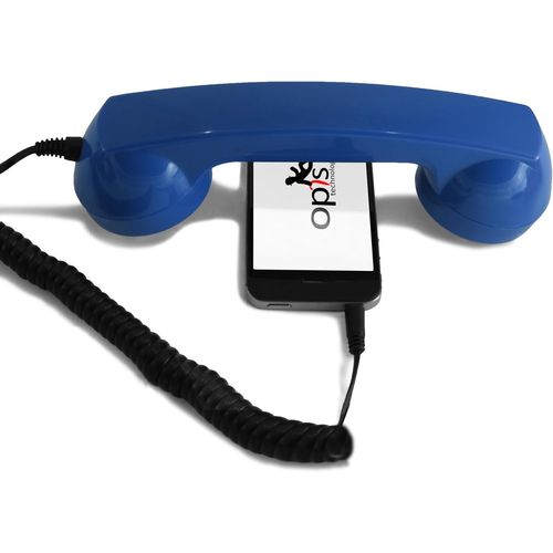 60s Micro-Combine Telephone Portable/Combiné Téléphone Rétro/Casque Audio en Forme combiné téléphonique pour Les Smartphones Android,Tablettes,Ordinateurs Portables,etc. (Bleu).[U68]