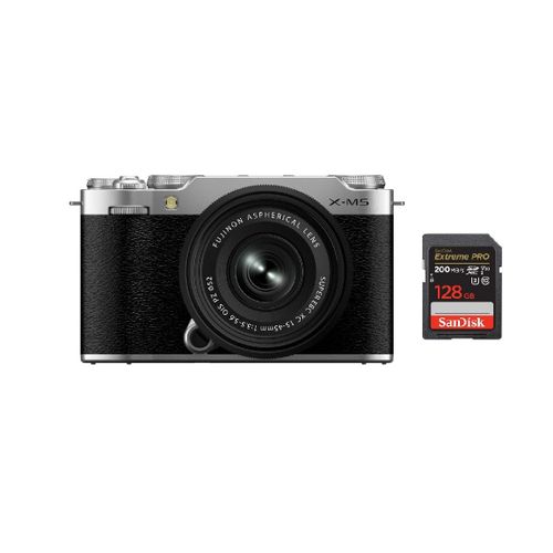 FUJIFILM X-M5 26 mpix kit XC 15-45 mm f/3,5-5,6 (Argent) + SanDisk Extrême PRO UHS-I SDXC 128 Go