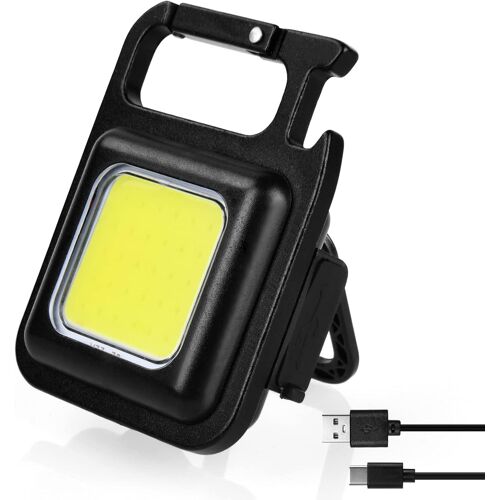 Kalanka-Mini Lampe De Travail Portable, 7 Modes Porte-Clés Lampe De Poche, 800lm Usb Base Magnétique Étanche Lampes D'inspection Rechargeable Avec Ouvre-Bouteille Pour Camping/Repair/Emergency