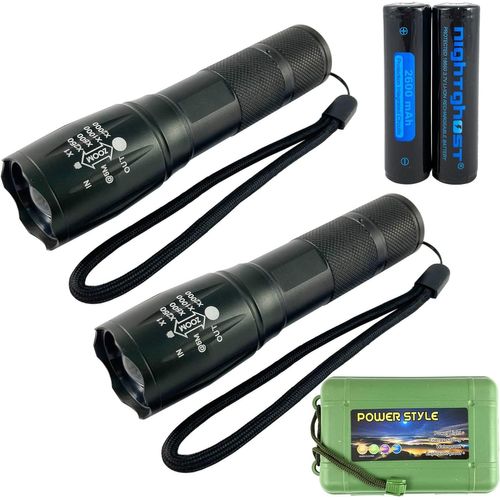 Sjzg-Led Torche Super Lumineuse 1000 Lumens Zoomable Led Lampe De Poche 5 Modes Focus Zoomable Petite Torche Ipx6 Torche Tactique Étanche Surpuissante En Plein Air 2 Pack (2600 Version)