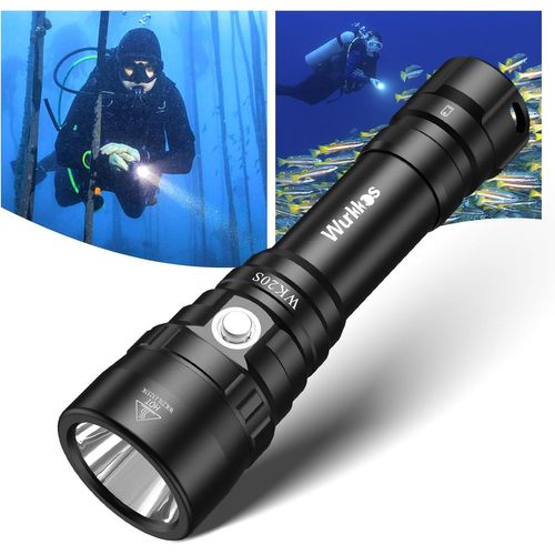 Asfasfq-2000 Lumens Lampe De Plongée Très Lumineuse, Étanche Ipx-8 Torche De Plongée, Eclairage Submersible Avec Ampoule Sst40 Led, 1 Pile 3000mah Pouvoir Et Chargeur Inclus