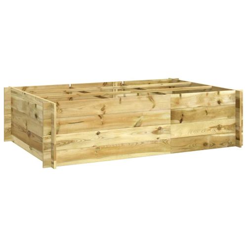 Jardinière Élevée Avec Diviseurs En 9 Zones Et Couche De Drainage 150x100x40 Cm Bois Imprégné