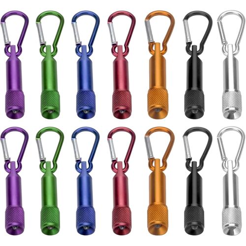 Kalanka-Lot De 14 Mini Lampes De Poche Porte-Clés, Lampe De Poche Led En Aluminium, Petite Lampe À Main Pour L'extérieur, Le Camping, Le Cyclisme, Les Anniversaires D'enfants [Classe Énergétique A+++