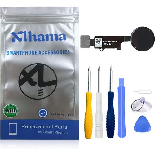 Kal-Bouton Home Pour Iphone 7/7 Plus/8/8 Plus (Noir)Bouton Universel Avec Connecteur Nappe Flex Cadre En Métal Protège Bouton Et Joint En Caoutchouc Préinstallés Inclus Kit De Outils De Réparation
